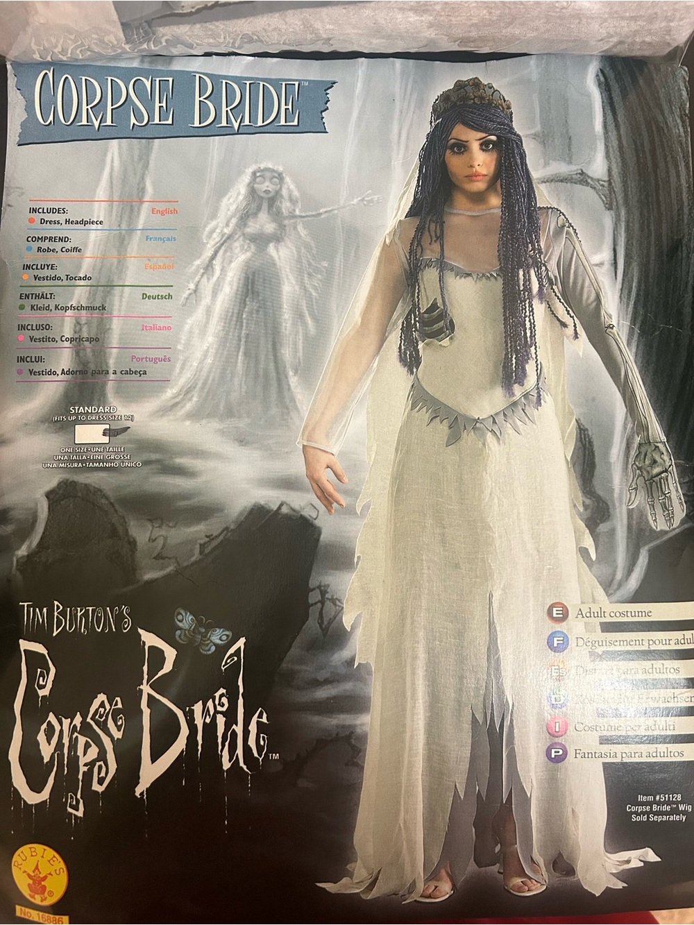 Rubie's Corpse Bride Women's White and Taupe Costume Dress